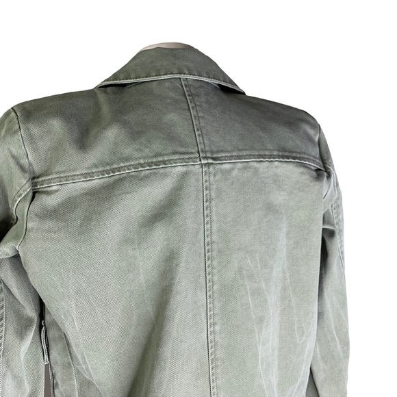Jessica Simpson Fatigue Green Crop Denim Jacket Snaps & Zip Closure New Sz Small - Picture 11 of 16